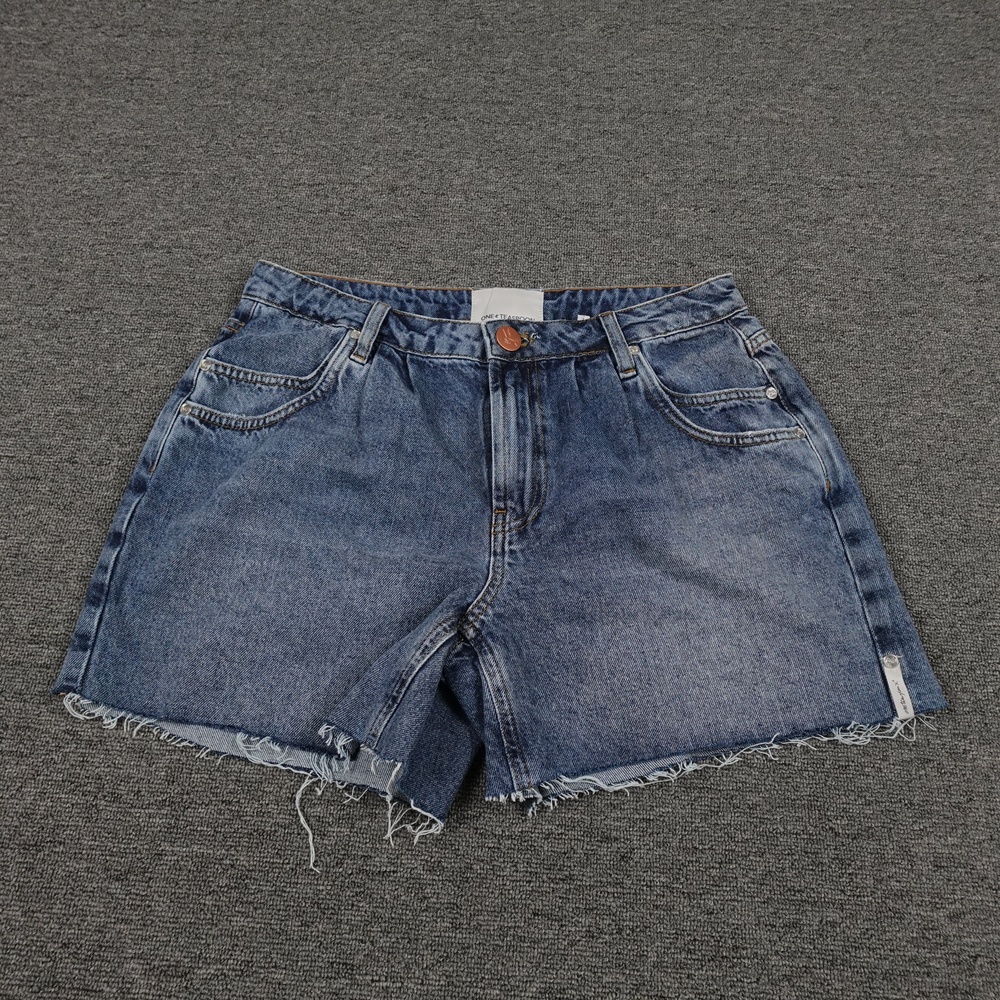 One Teaspoon Shaker Short Shorts Womens 28 Blue Denim Cutoff Raw Hem 4 Inseam